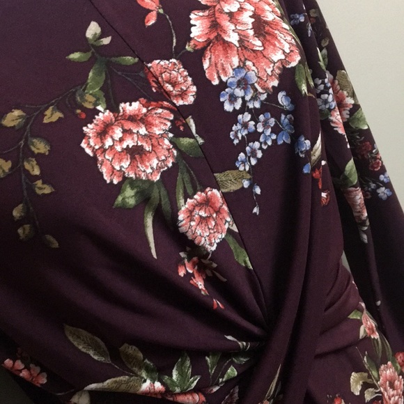 Forever 21 Plum Red Floral Knit Dress - Picture 3 of 5